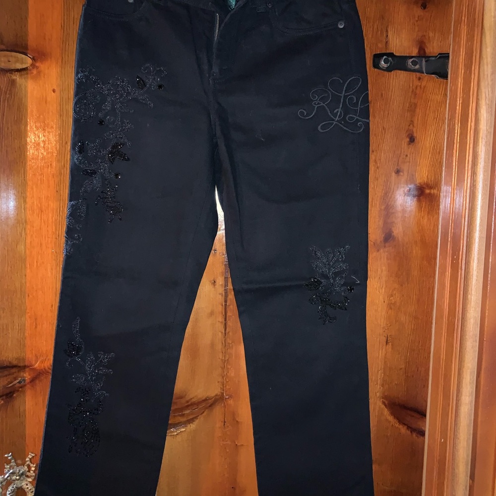 Ralph Lauren Embellished Black Jeans